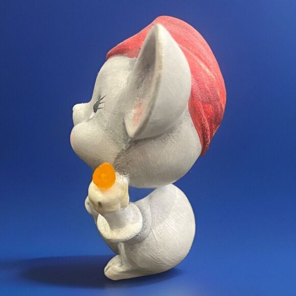 Vintage 6" Ceramic‎ Christmas Yawning Mouse Figurine w/Candle Decor Handpainted - Picture 4 of 8